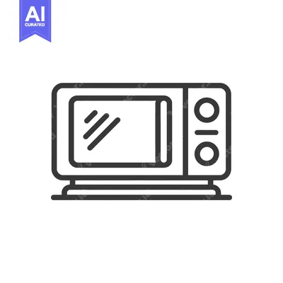 Minimalist Microwave Oven Icon: Clean Line Art Illustration on White B