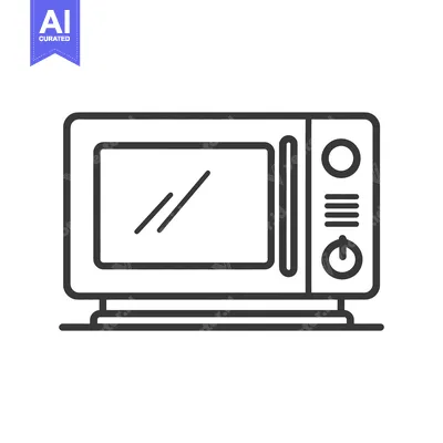 Minimalist Microwave Oven Icon: Modern Kitchen Appliance Outline Desig