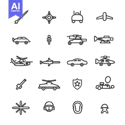 Aset premium populer: Military and Warfare Line Icon Set
