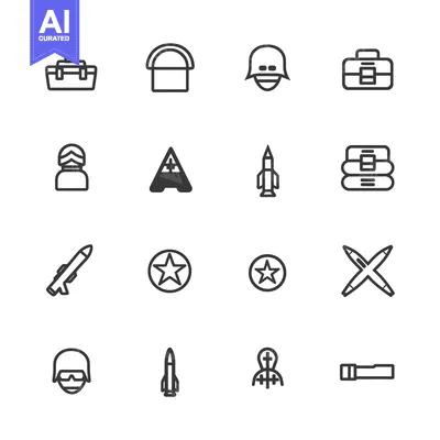 Aset premium populer: Military and Warfare Line Icons Set