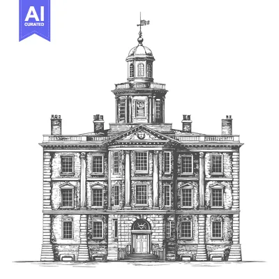 Premium design asset: A detailed architectural illustration of a stately historic building
