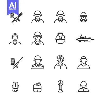 Popular premium asset: Military Icons Set, Soldiers, Weapons and Equipment Line Art