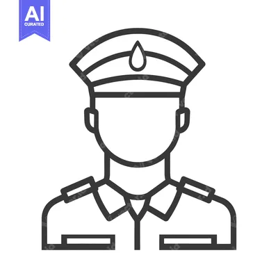 Popular premium asset: An outline illustration depicting the upper body of a person in unifor
