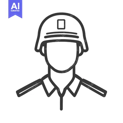 Aset premium populer: An illustrated person wearing military helmet and uniform ready to ser
