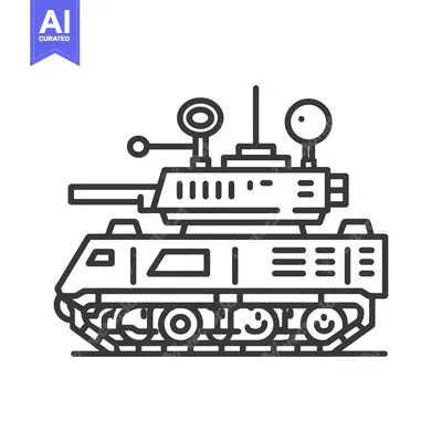 Aset premium populer: Minimalist Tank Icon: Bold Line Art Depicting Military Vehicle