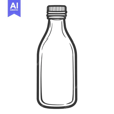 Aset desain premium: An illustration depicting a clear glass bottle with a cap on top