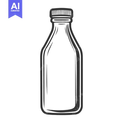 Aset desain premium: An illustrated vintage black and white bottle ready to be filled