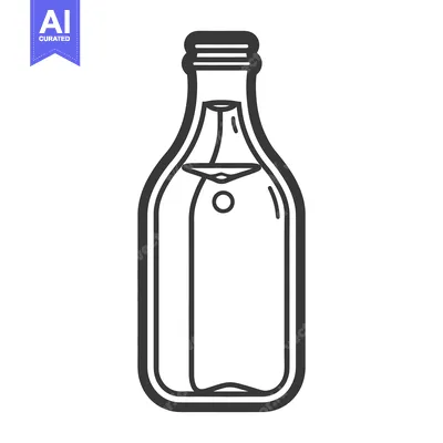 Aset desain premium: Simple illustration of a glass bottle filled with a clear liquid