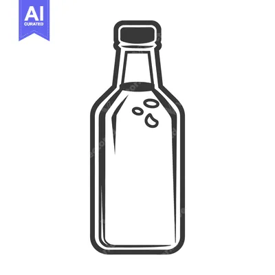Aset premium populer: A detailed black and white illustration of a beverage bottle