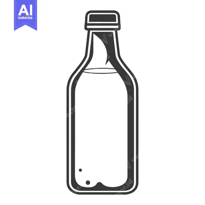 Aset desain premium: A simple monochromatic illustration depicting a bottle of liquid
