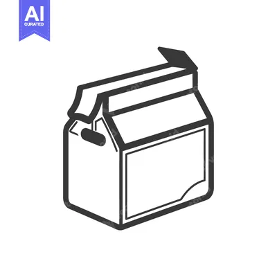 Aset desain premium: A black and white drawing of a carton or container