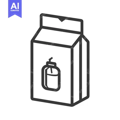 Popular premium asset: A simple black and white illustration of a milk carton