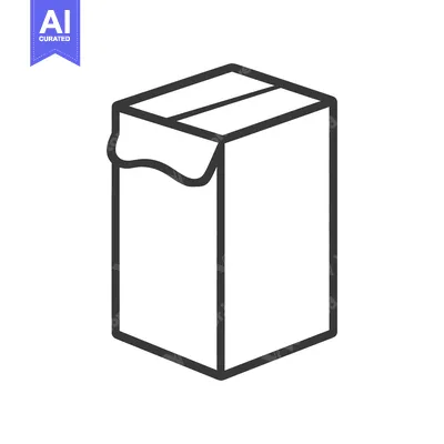 Aset desain premium: A sketched outline illustration of a tall box with a wavy edge
