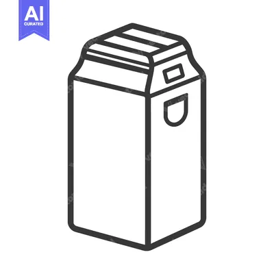 Aset premium populer: Simple line drawing of a rectangular package with a handle