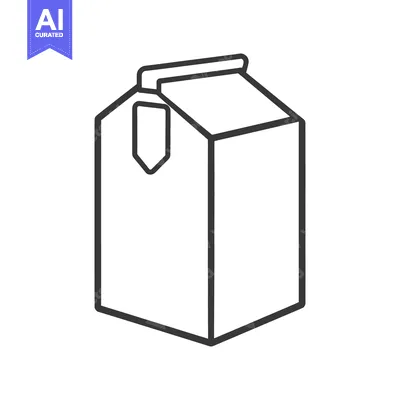Premium design asset: A Line Art Illustration Depicting a Milk Carton Package