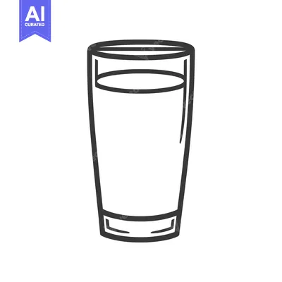 Simple black and white illustration of a glass of water
