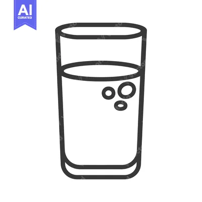 Aset premium populer: A simple illustrated image of a glass filled with liquid