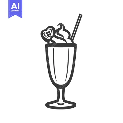 A detailed drawing of a dessert drink with whipped cream