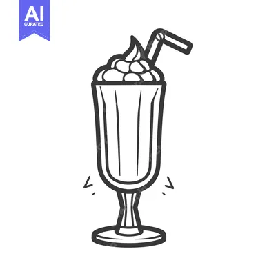 Aset premium populer: A tall milkshake glass with whipped cream and a straw