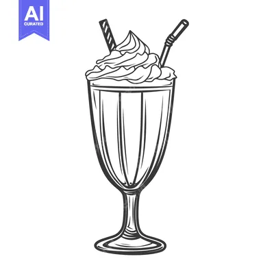 A tall glass of a milkshake with whipped cream and straws