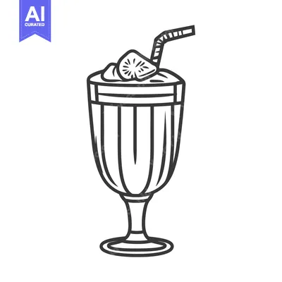 An illustrated drawing of a milkshake served with a straw