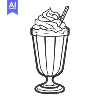 A tall glass of milkshake topped with whipped cream and straw