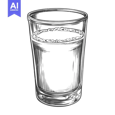 Aset premium populer: A clear glass containing a drink with light bubbles and froth