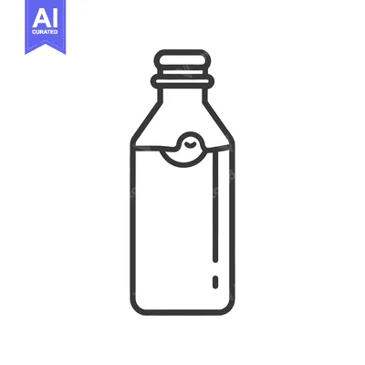Premium design asset: A simple outline illustration depicting a glass bottle with a cap