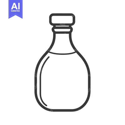 Aset desain premium: An illustrated and outlined bottle with a screw top lid