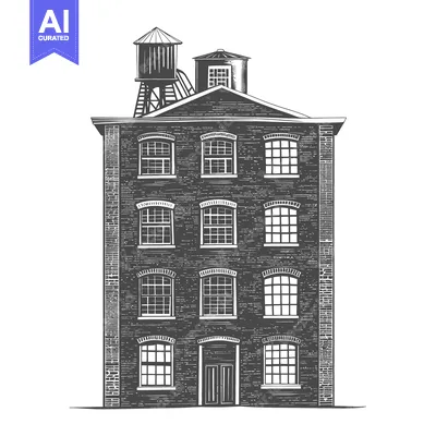 Popular premium asset: A tall brick building with a water tower on its rooftop