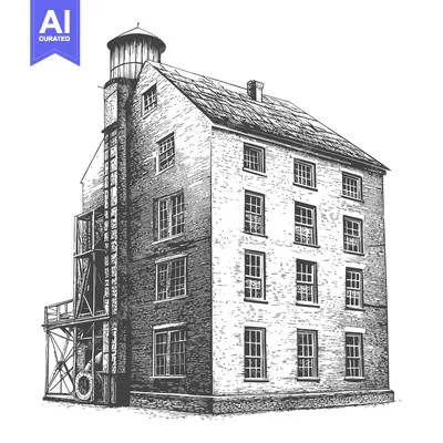 Premium design asset: An Old Building Showing Architectural Details And Its Water Tank
