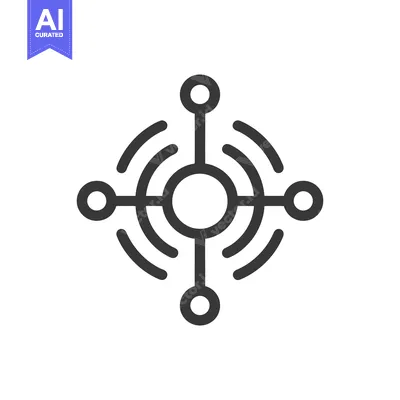 Premium design asset: Minimalist Network Icon: Concentric Circles with Nodes and Connection