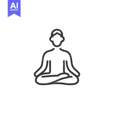 Aset premium populer: Minimalist Line Art: Person Meditating in Lotus Position, Serene Focus