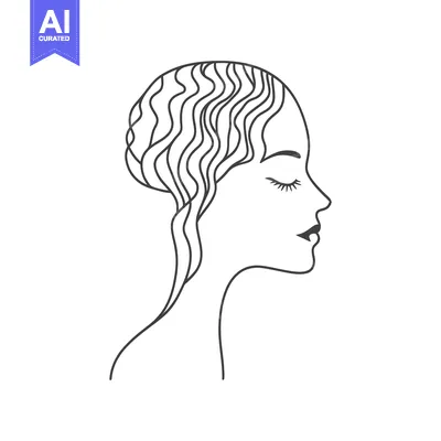Aset premium populer: A simple side profile sketch of a woman with closed eyes
