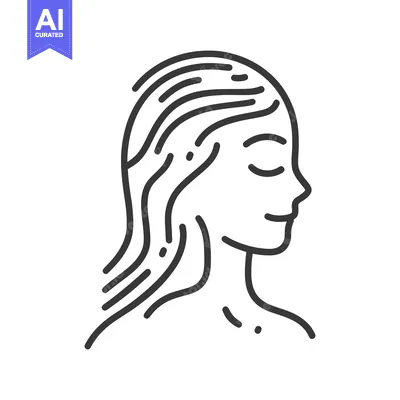 Aset desain premium: A simple line drawing depicting a serene womans face