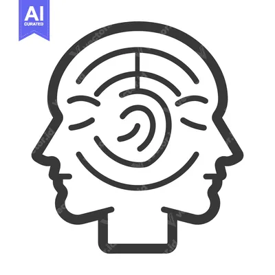 Aset premium populer: Two human heads sharing brain patterns in symbolic black and white art