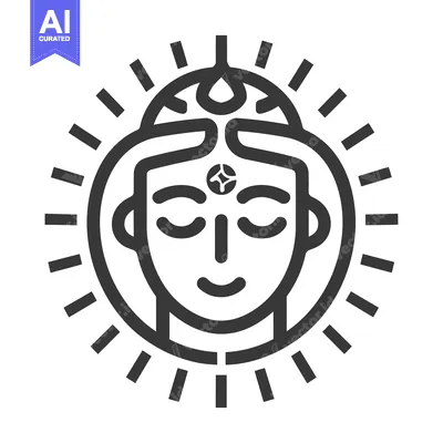 Premium design asset: A stylized human face radiating inner peace and light