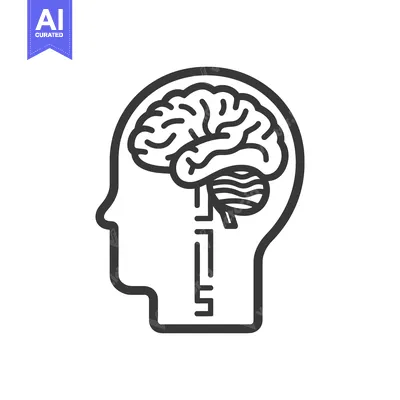 Aset premium populer: A Simple Human Head Outline Depicting the Brain and Spine