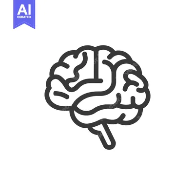 Premium design asset: Simple black and white illustration of the human brain