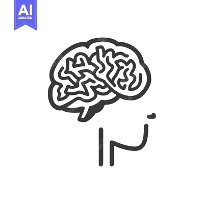 Aset premium populer: Simple monochrome illustration depicts a stylized human brain outline