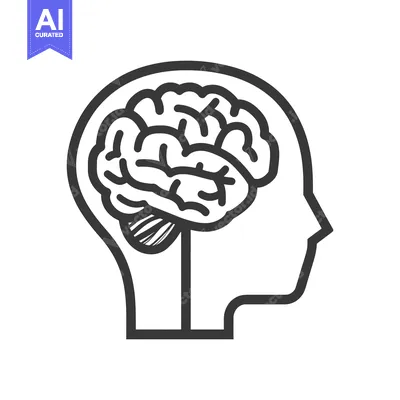 Premium design asset: A simplified human brain image depicting mental processes and thought