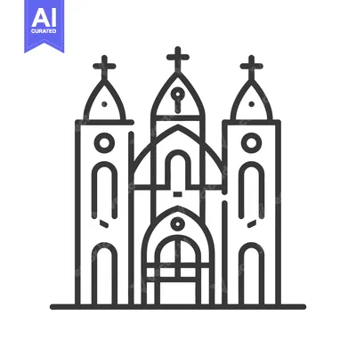 Aset premium populer: Three Towered Church Building Icon Design