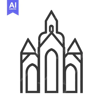 Aset premium populer: Gothic Style Building Architectural Line Art Design