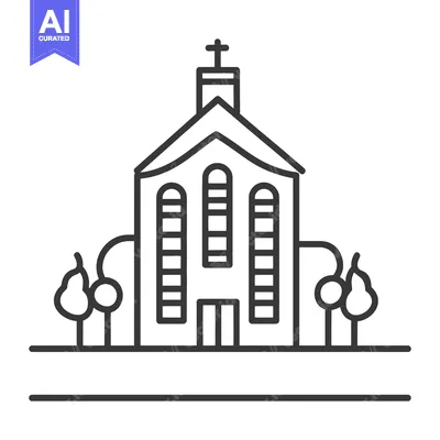 Popular premium asset: Simple Line Drawing Of A Church With Trees