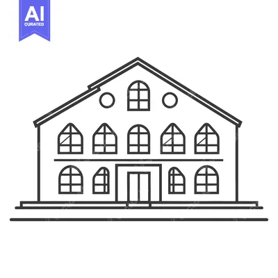 Aset premium populer: Line drawing of a large multi windowed house