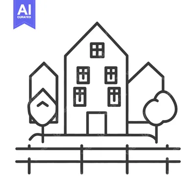 Popular premium asset: House with Trees and Fence in a Suburban Setting