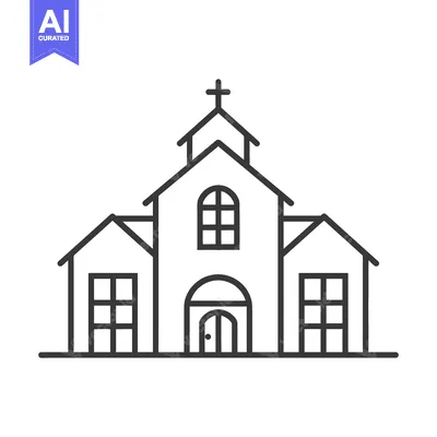 Aset premium populer: Simple Line Drawing Of A Church Building