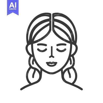 Aset desain premium: Line art portrait of a woman with braids