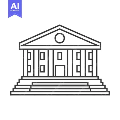Aset desain premium: Classic Building Line Art Architectural Design