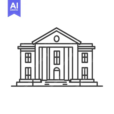Premium design asset: Line drawing of a classical style government building